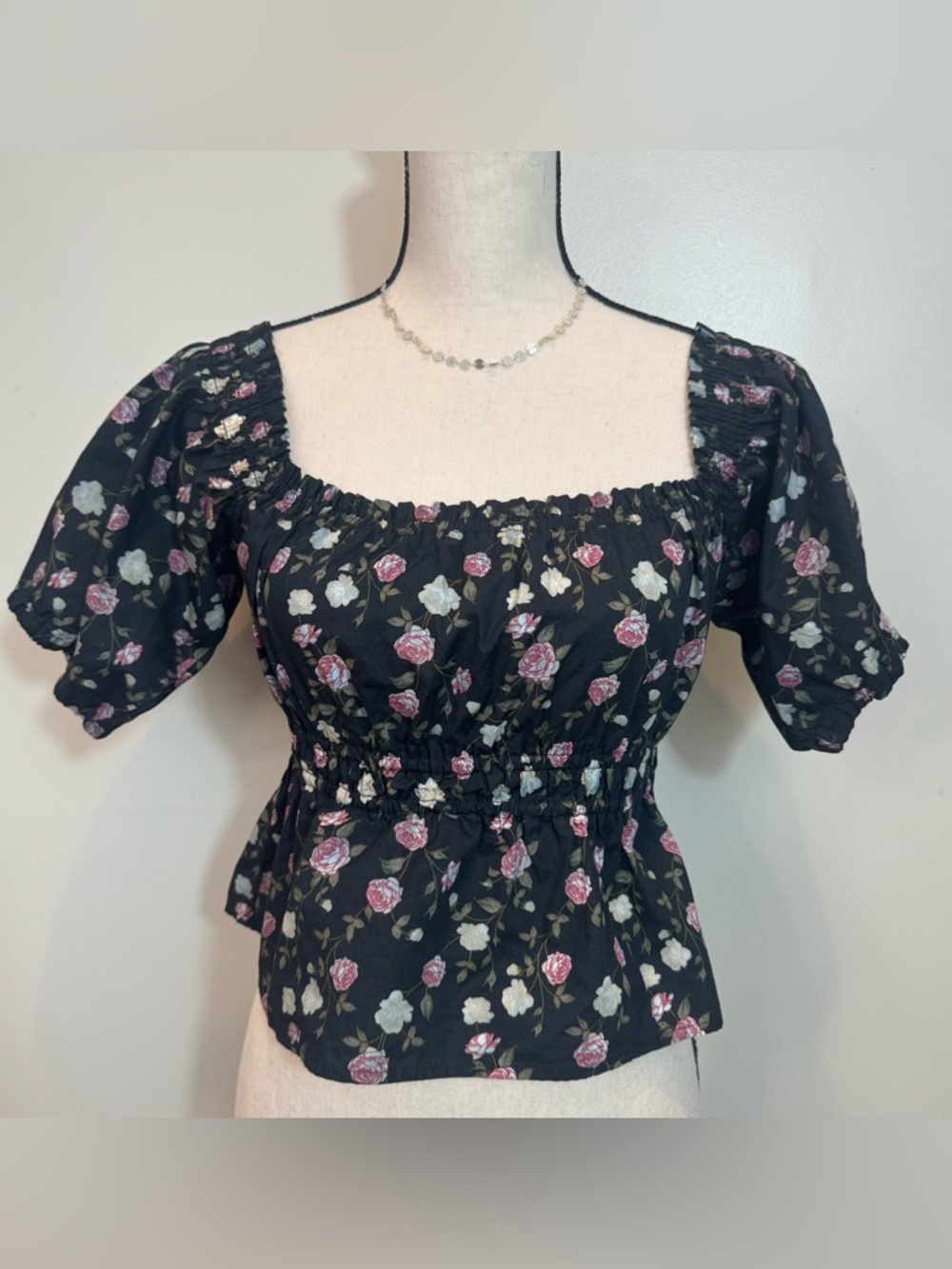 Celebrity Pink Smocked Baby Doll Top Floral Off Shoulder Coquette Cottagecore S